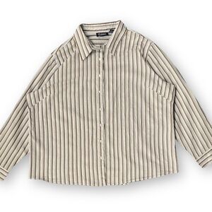 Vintage Men’s Striped Button-Up Shirt - Beige/Brown